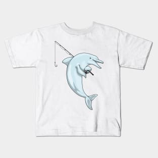 Dolphin Fisher Fishing rod Kids T-Shirt